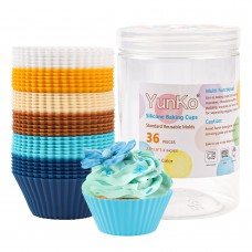 Yunko Silicone Baking Cupcake Cups Reusable Cupcake Liners Non-stick Muffin Cups for Cupcakes Egg Muffins ,BPA Free, Dishwasher Safe, ( 6 Colors,36 Pack)