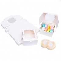 60 PCS White Bakery Boxes with Window Pastry Box Mini Cupcake Box 4x4x2.5 inches by YunKo (White)